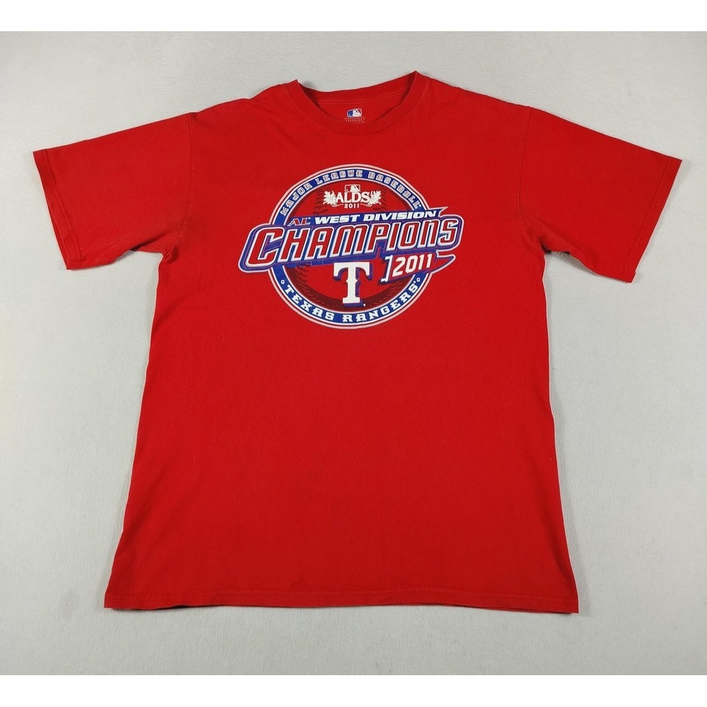 Texas Rangers Shirt Mens Large Red MLB Baseball Genuine Merchandise ALDS 2011‎